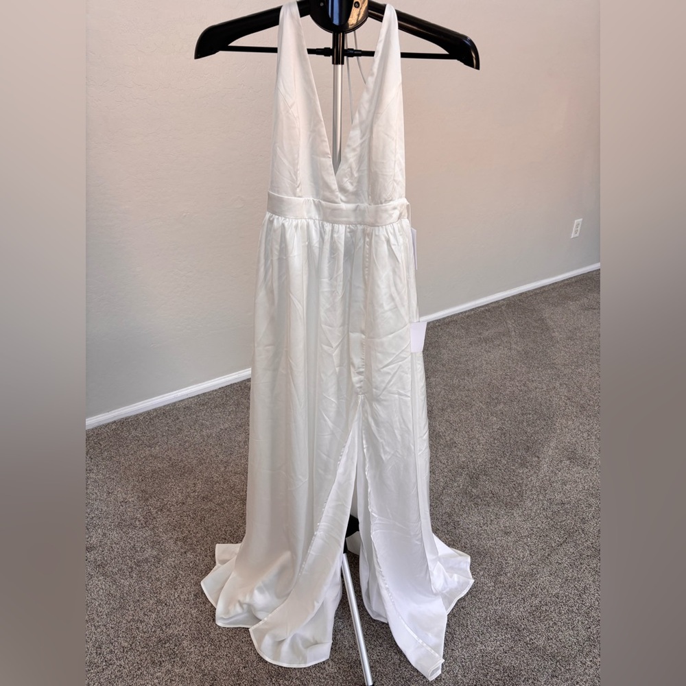 Lulus Elegant real love White satin Sleeveless Maxi Dress size S - Picture 4 of 16